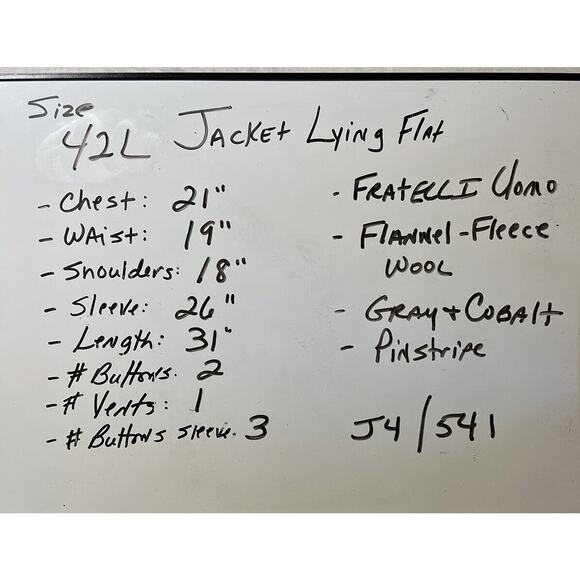 Fratelli Uomo 42L Flannel Gray Cobalt Pinstripe Blazer Sport Coat Suit Jacket - Picture 9 of 14